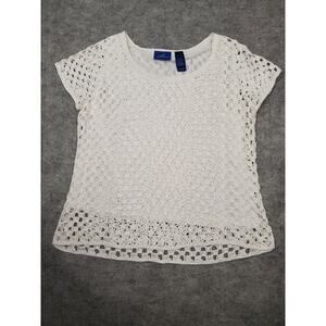 Women's J.H. Collectibles XL White Knit Short Sleeve Blouse